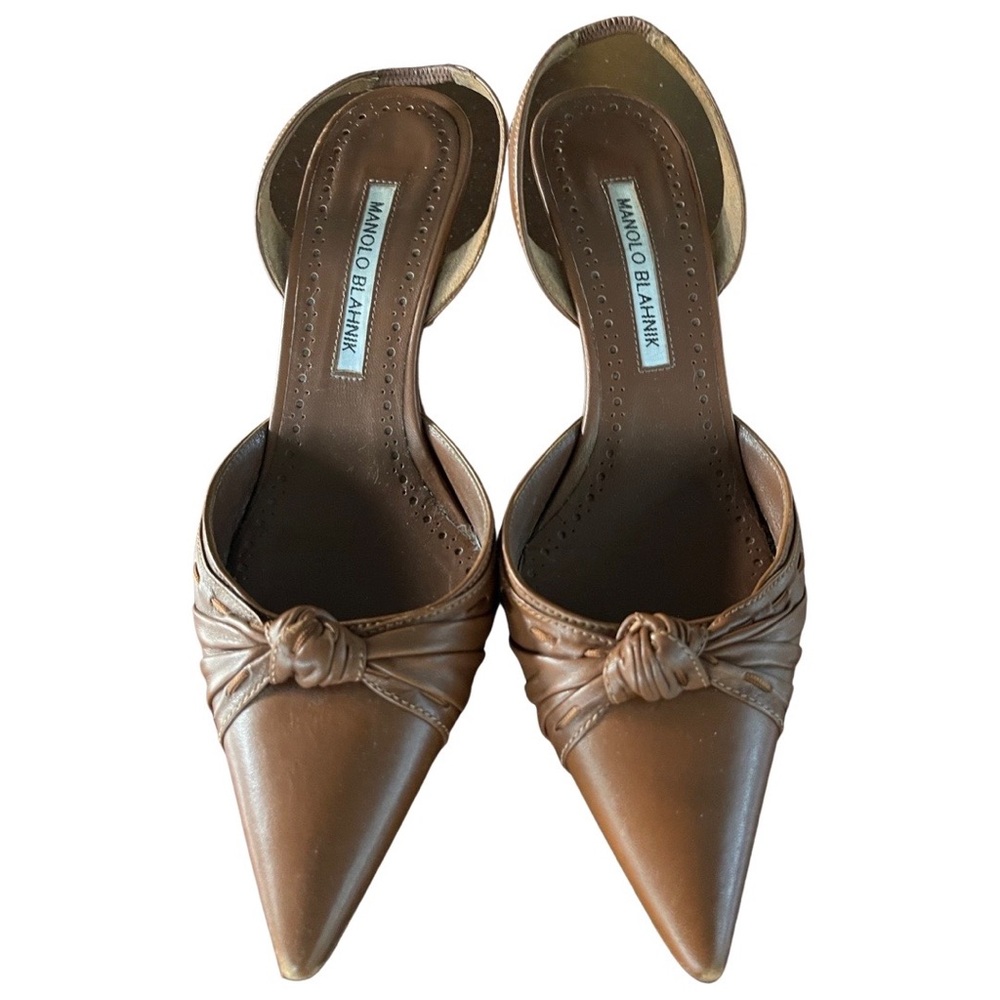 Preloved Brown Manolo Blahnik Kitten Heels - Size 38.5